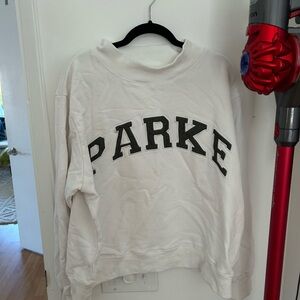 PARKE Mockneck white/green sweatshirt